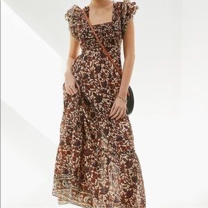 Anthropologie Love The Label Mirabelle Boho ruffle maxi dress size medium